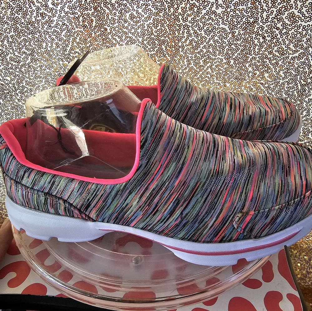 B AVIA Women Slip on Sneaker Shoes Multi Color Pink Black Blue Speckle Size 6 - Picture 7 of 10